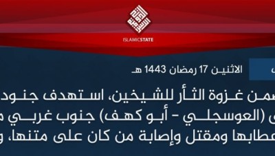 في بيان له تنظيم الدولة  يتبنى تفجير عربة عسكرية في إطار غزوة الشيخين