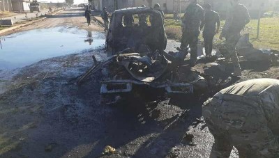 مقتل ثلاثة  عناصر من الجيش الوطني السوري بانفجار سيارة شمال الحسكة 