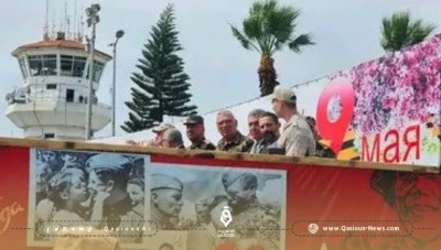 اللاذقية: جنود روس يحتفلون بعيد النصر في قاعدة حميميم