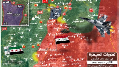 بالخريطة  قوات النظام السوري تسيطر على بلدة  النيرب وقرية الترنبة  بريف ادلب الشرقي 