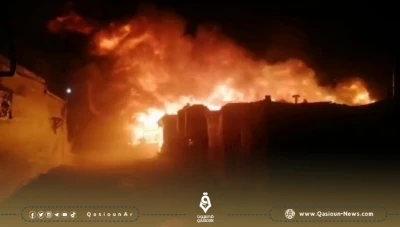 اندلاع حريق في مخيم اللاجئين السوريين في لبنان