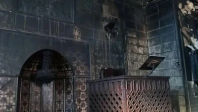 احتراق مسجد الامير سيف الدين جركس في دمشق